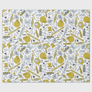 Papier Cadeau Petites choses scolaires éparpillées