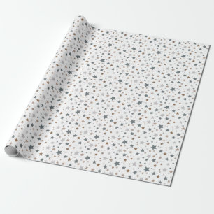 Papier Cadeau Petites Étoiles, bois de rose et lavande