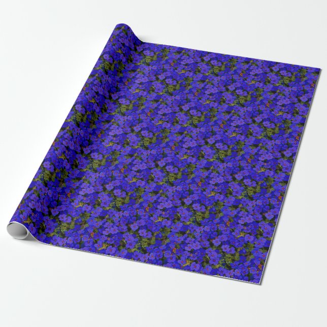 Papier Cadeau Petites fleurs bleues (Déroulé)