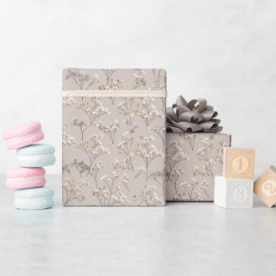 Papier Cadeau Petites Fleurs Élégantes — Luxe Minimaliste Clair