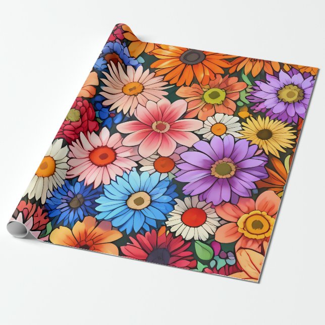 Papier Cadeau Petites fleurs mignonnes (Déroulé)