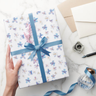 Papier Cadeau Petites Fleurs Multicolores sur Fond Blanc