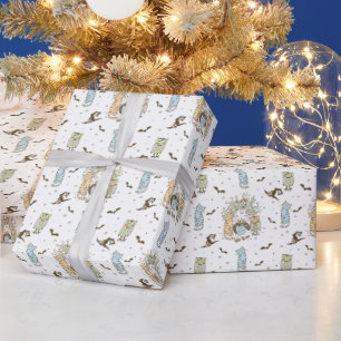 Papier Cadeau Petites sorcières mignonnes avec chauves-souris ch