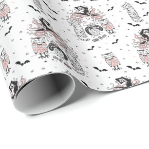 Papier Cadeau Petites sorcières mignonnes avec chauves-souris ch