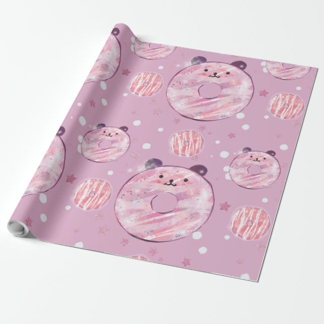 Papier Cadeau Petits beignets de Panda - Esthétique Pastel (Déroulé)