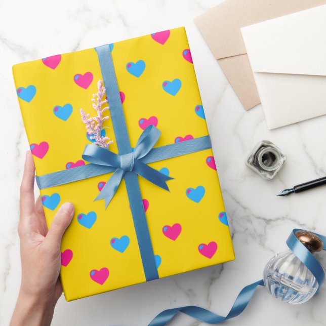 Papier cadeau petits coeurs Fierté pan (Cadeaux)