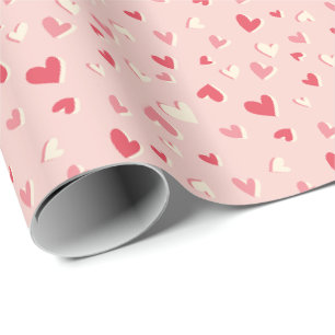 Papier Cadeau Petits coeurs mignons dans les tons roses