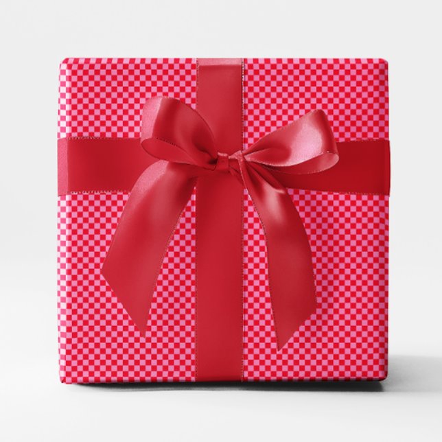Papier Cadeau Petits damiers rouges et roses (Tiny Red and Pink Checkered Wrapping Paper)