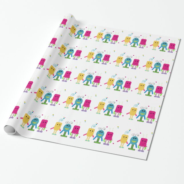 Papier Cadeau Petits monstres ridicules (Déroulé)