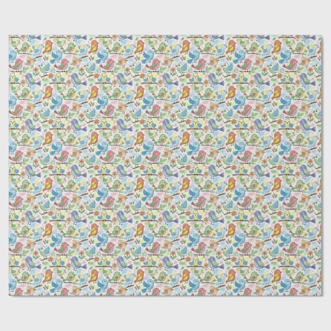 Papier Cadeau petits oiseaux (Plat)