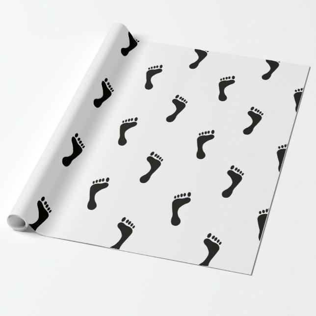 Papier Cadeau Petits Pieds nus en noir et blanc (Déroulé)