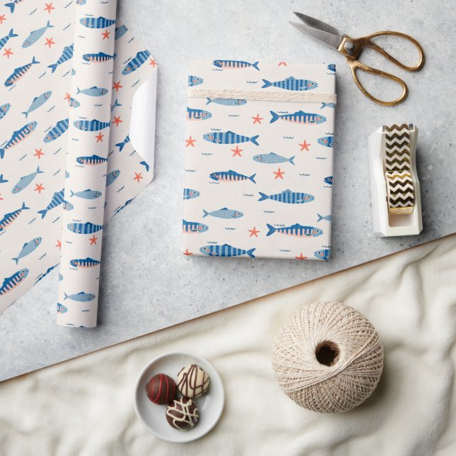 Papier Cadeau Petits poissons (Artisanat)