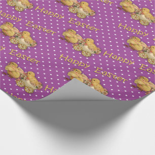 Papier Cadeau Petits poulets de Pâques pourpres Pâques