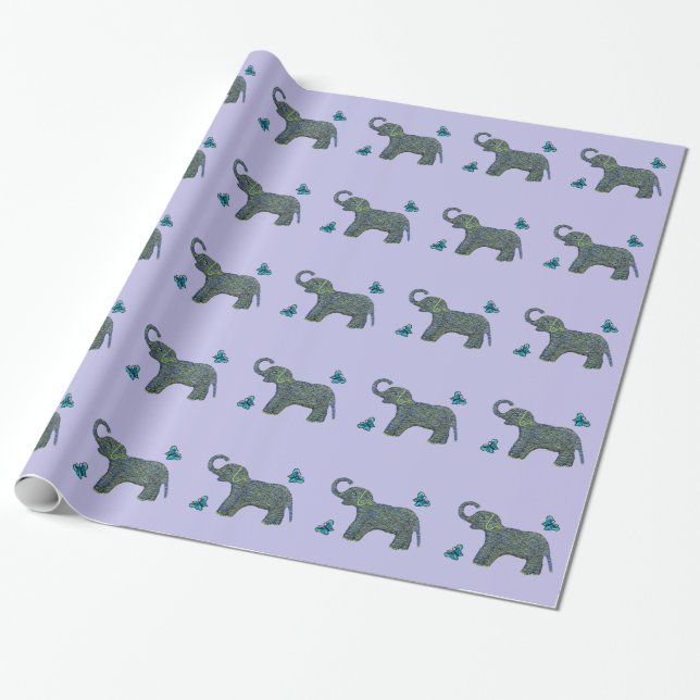 Papier Cadeau Peu d'éléphant de jade (Déroulé)