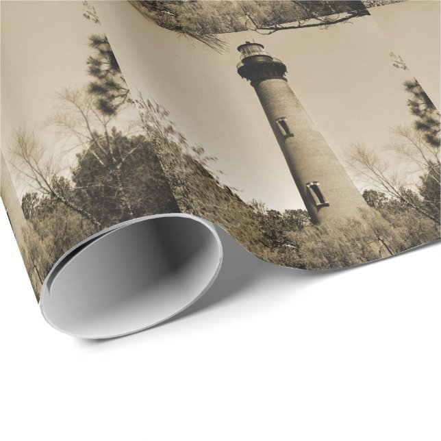 Papier Cadeau Phare de Currituck (Coin rond)
