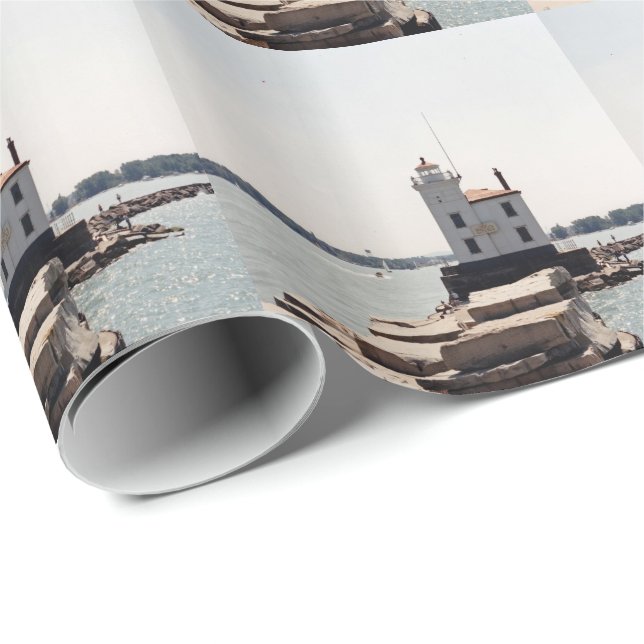 Papier Cadeau Phare du lac Érié (Coin rond)