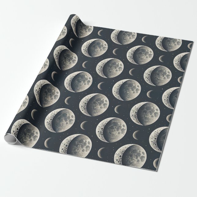 Papier Cadeau Phase Lunaire Céleste (1) (Déroulé)