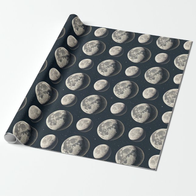 Papier Cadeau Phase Lunaire Céleste (3) (Déroulé)