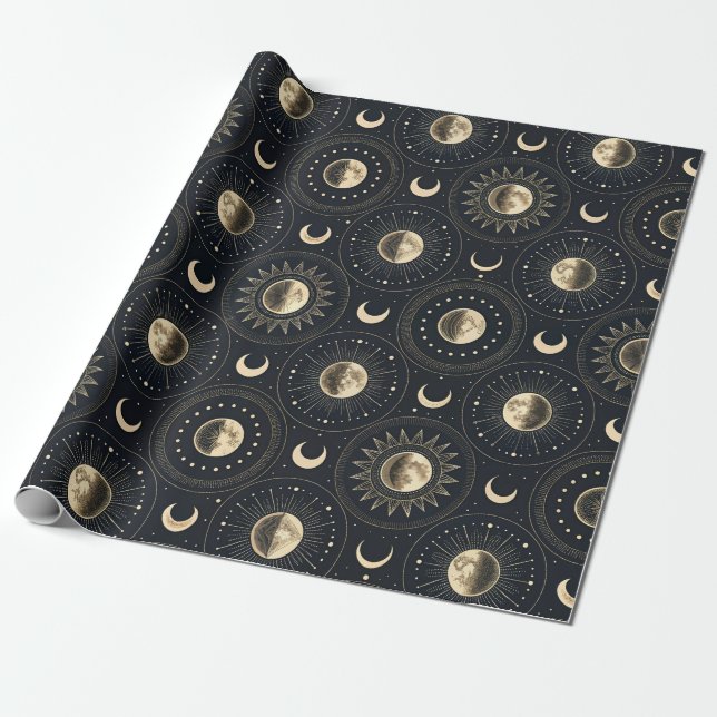 Papier Cadeau Phase Lunaire Céleste (4) (Déroulé)