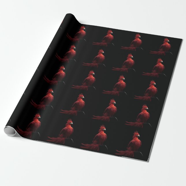 Papier Cadeau Phénix écarlate assis fièrement (Déroulé)