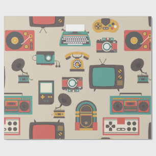 Papier Cadeau phonographe vintage de juke-box de nostalgie rétro