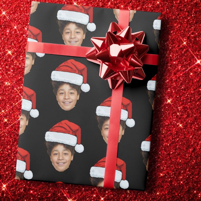 Papier Cadeau Photo à visage personnalisé Père Noël Casquette No (Créateur téléchargé)