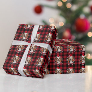 Papier Cadeau Photo animal de compagnie Santa Hat & Red Buffalo 