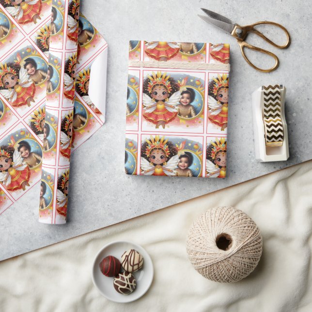 Papier Cadeau Photo Anniversaire Little Black Fairy Red Gold (Artisanat)