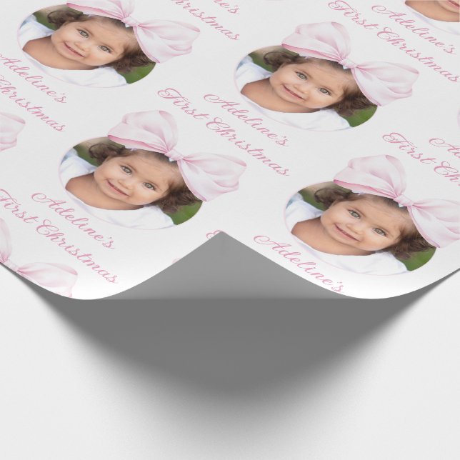 Papier Cadeau Photo Baby Girl First Christmas (Coin)