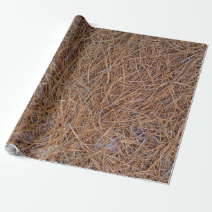 Papier Cadeau Photo brun-rougeâtre d'aiguilles de paille de pin