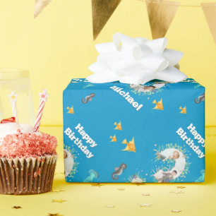 Papier Cadeau Photo Collage Big 3e anniversaire sous la mer