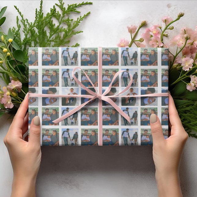 Papier Cadeau Photo Collage Famille Personnaliser Ce Modèle (Photo Collage Family Personalize This Template Wrapping Paper)