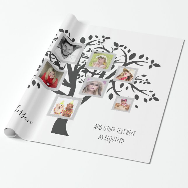 Papier Cadeau Photo Collage Family Tree Modèle Personnalisé (Déroulé)