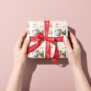 Papier Cadeau Photo collage noël arc-en-ciel coloré ho brillant