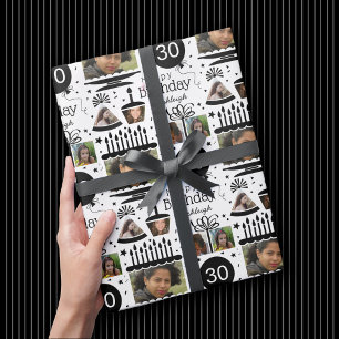 Papier Cadeau Photo Collage Nom 30e Anniversaire Papier d'envelo