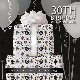 Papier Cadeau Photo Confetti Nom 30e Anniversaire Papier d'envel