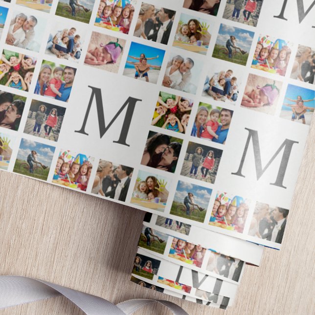 Papier Cadeau Photo Custom Family Collage Personnalité de White (Créateur téléchargé)