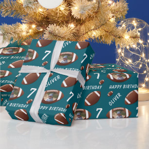 Papier Cadeau Photo de ballon de football américain vert Joyeux 