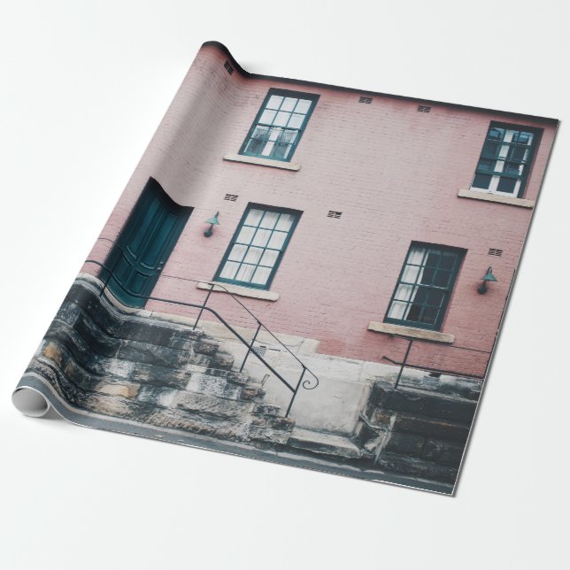 PAPIER CADEAU PHOTO DE BÂTIMENT AVEC ESCALIERS (Déroulé)