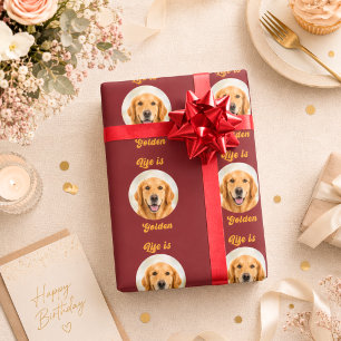 Papier Cadeau Photo de chien Retriever doré La vie est dorée