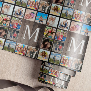 Papier Cadeau Photo de Custom Collage Rustic Farmhouse Family