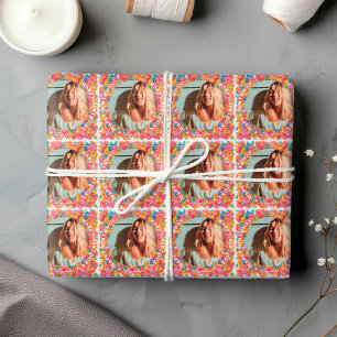 Papier Cadeau Photo de Joyeux Anniversaire Boule Disco Florale R