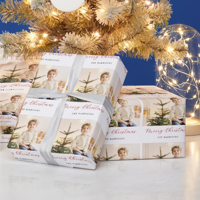 Papier Cadeau Photo de Joyeux Noël en écriture moderne (Vacances)