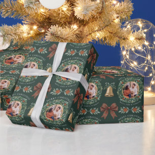Papier Cadeau Photo de Noël botanique joyeux