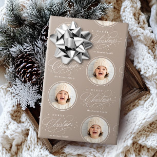 Papier Cadeau Photo de Noël élégant et neutre avec calligraphie