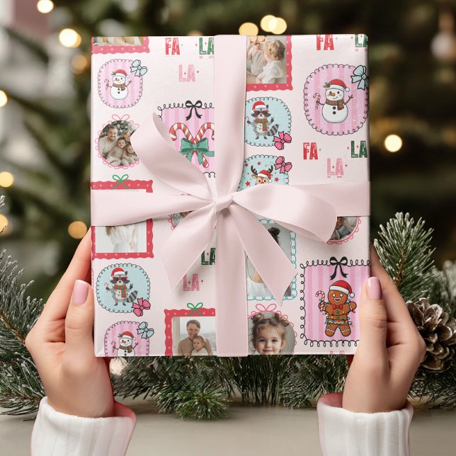 Papier Cadeau Photo de Noël personnalisée Fa La La (Créateur téléchargé)