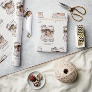 Papier Cadeau Photo de remise des diplômes avec un nœud tendance