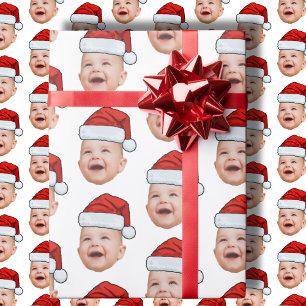 Papier Cadeau Photo de visage de bébé personnalisé Noël du Père