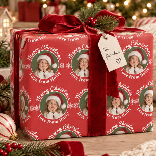 Papier Cadeau Photo de visage drôle Joyeux Noël Flocon de neige