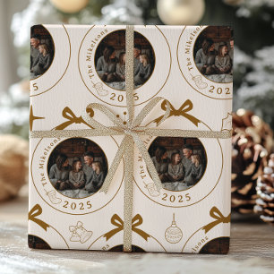 Papier Cadeau Photo Elegant Gold Line Art Christmas